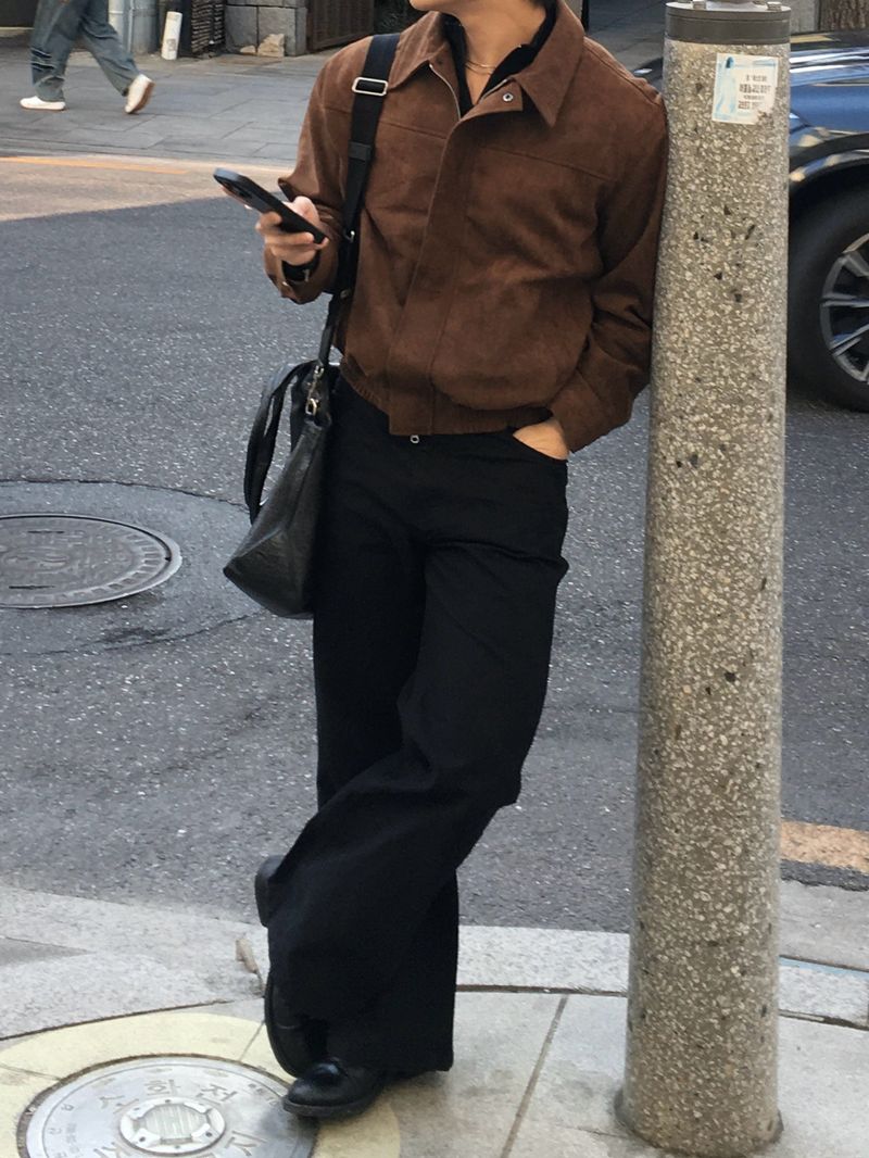 Brandt incision suede cropped jacket