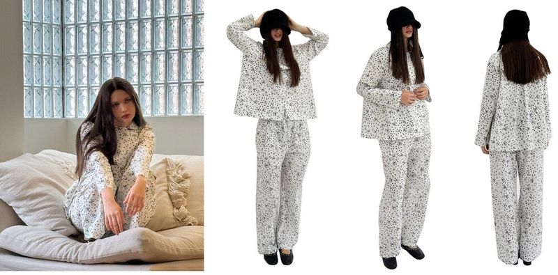 Star Pattern Pajama Set (ivory)