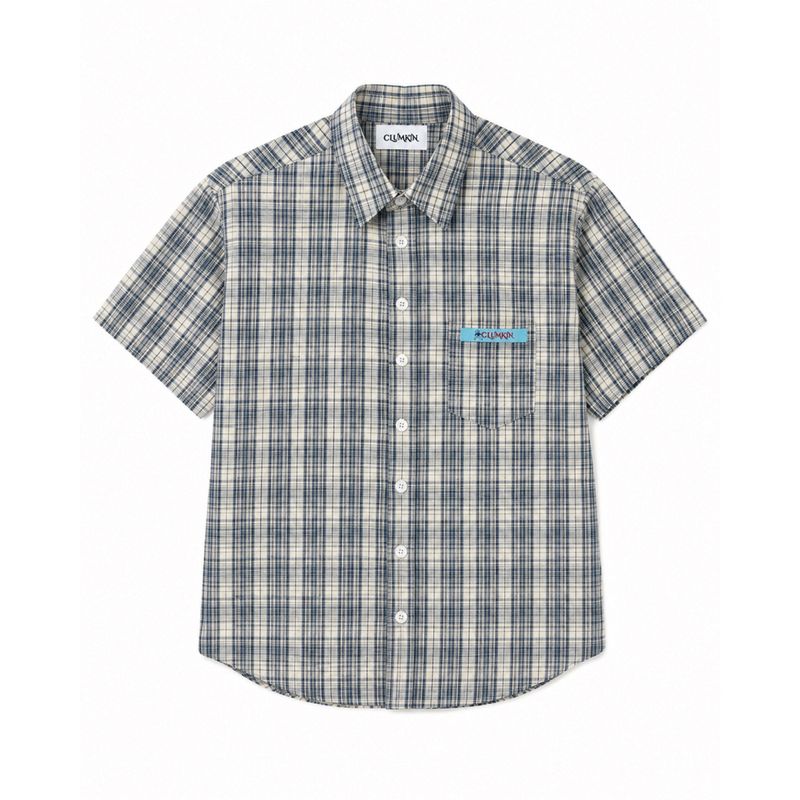 CLUMKIN（クラムキン）の「ハーフクロップチェックシャツ (NAVY)（トップス）」