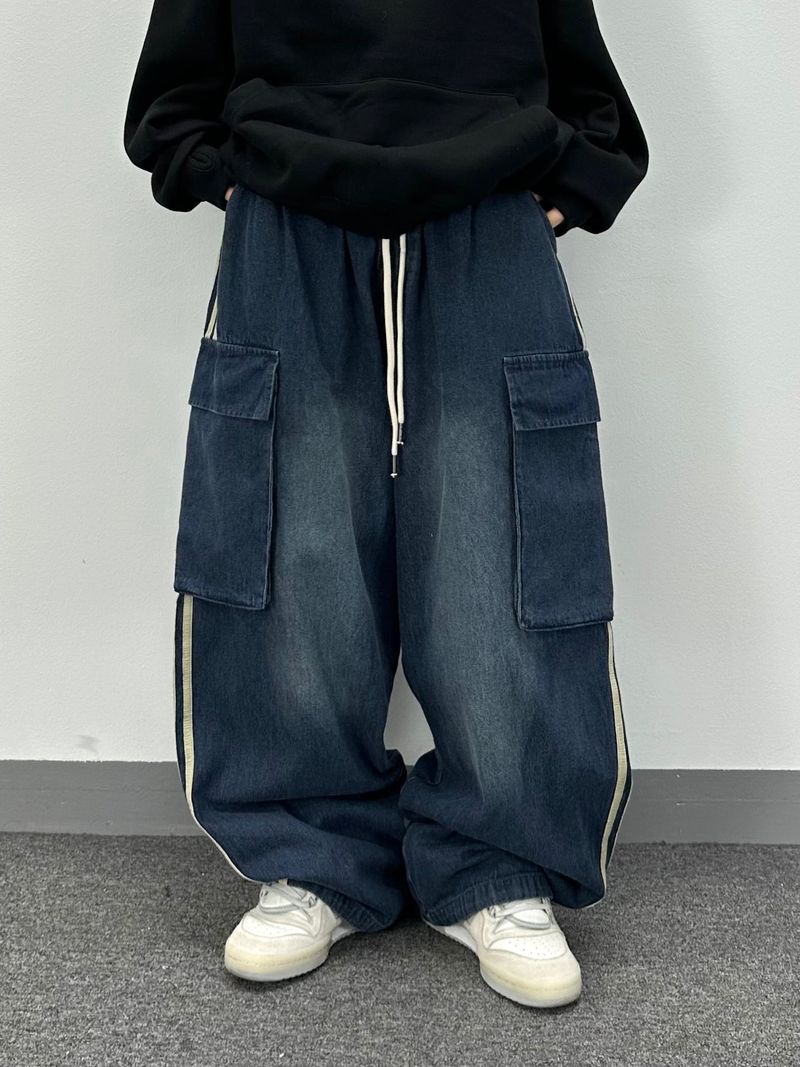  denim track cargo pants