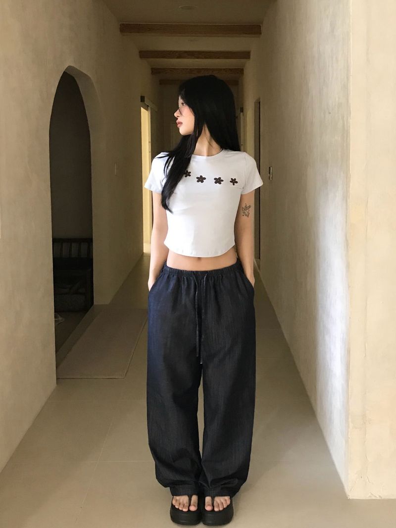 Summer Coast Non-Fade Cool Denim Wide Pants