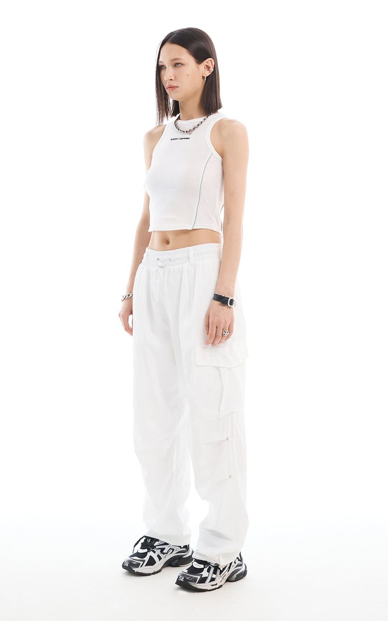 REFLECTIVE PIPING CROP TOP_WHITE