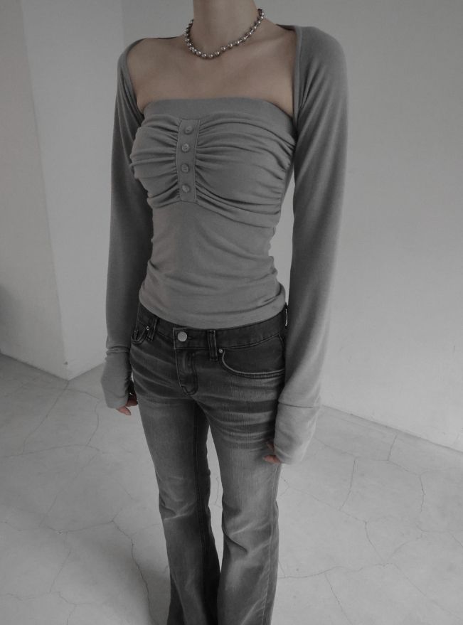 mnem（ムネム）の「Bey Bolero Cardigan Shirred Tube Top（Tops）」