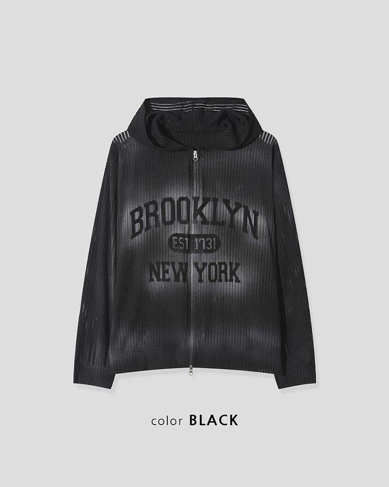 Rukle Mesh Dirty Hooded Zip-Up
