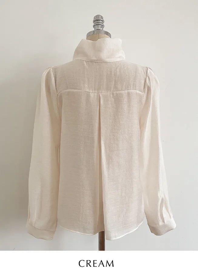 Desha Ruffle Tie Puff Blouse