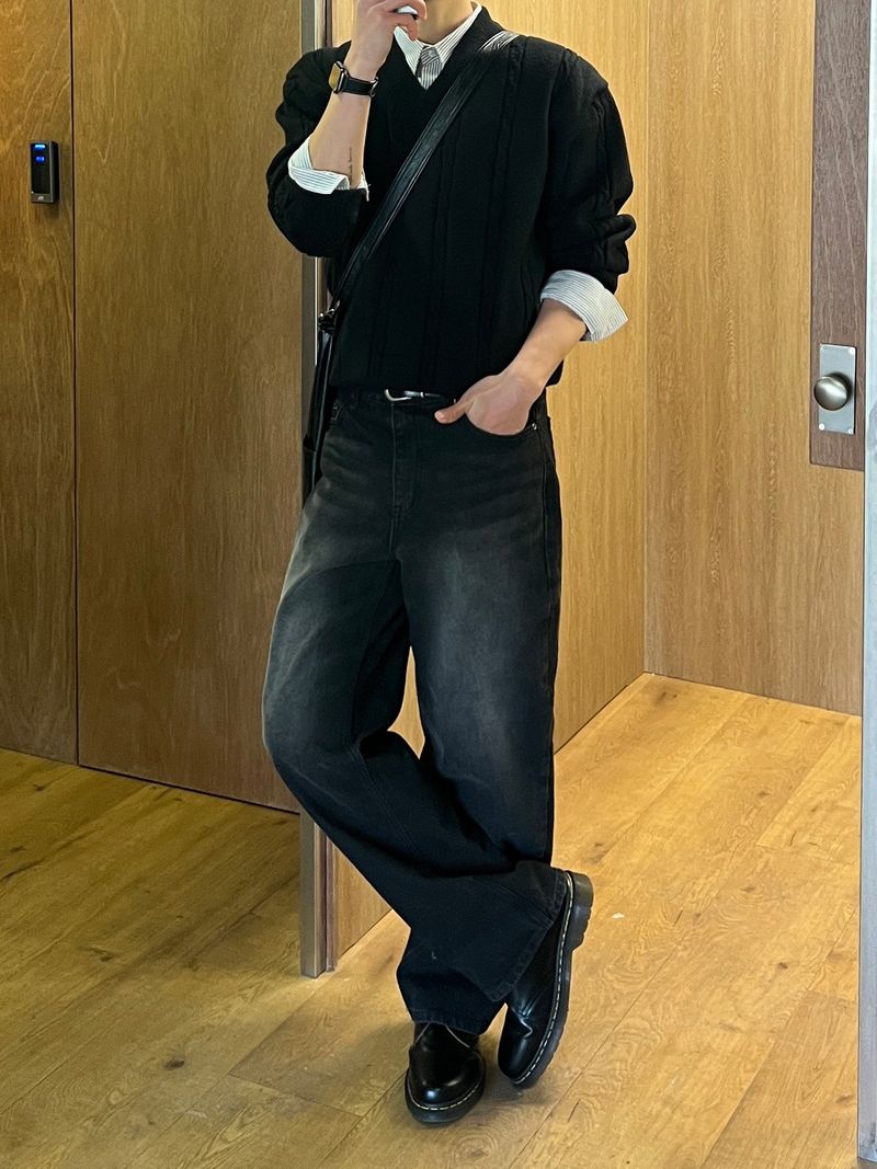 Spoken Wide Black Denim Pants (S, M, L, XL, 2XL)