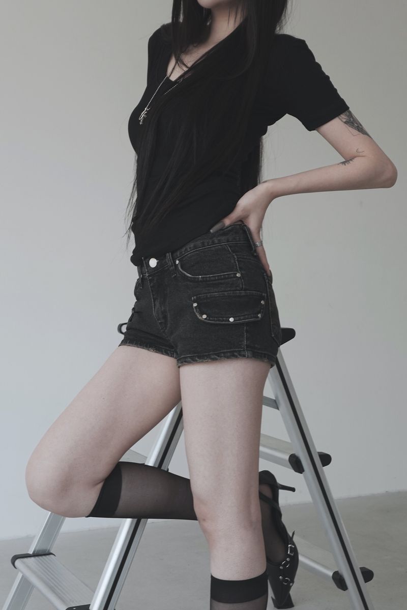 summer black cargo short pants