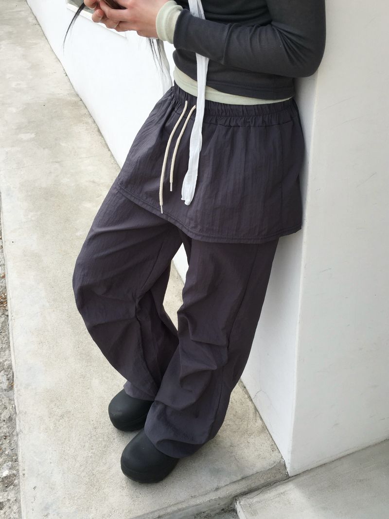 High Parachute Nylon Skirt Pants (3c)