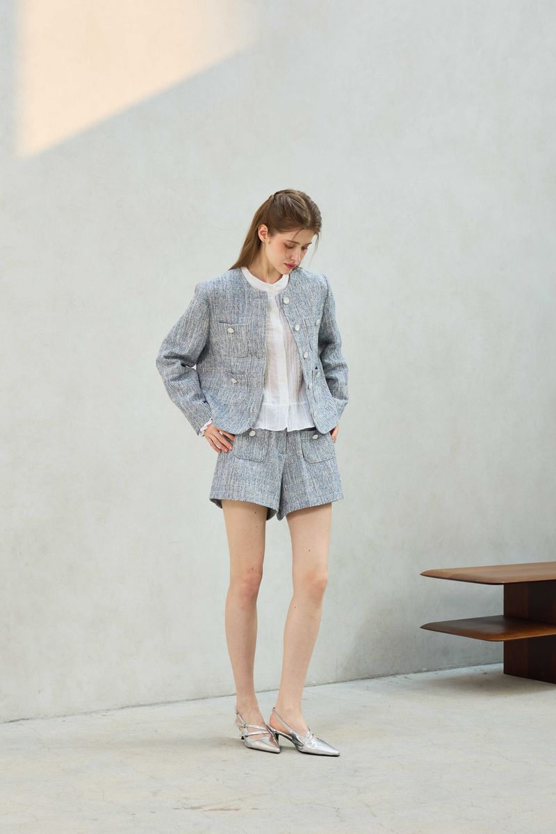 CHERISH TWEED SHORTS PANTS / SKY BLUE