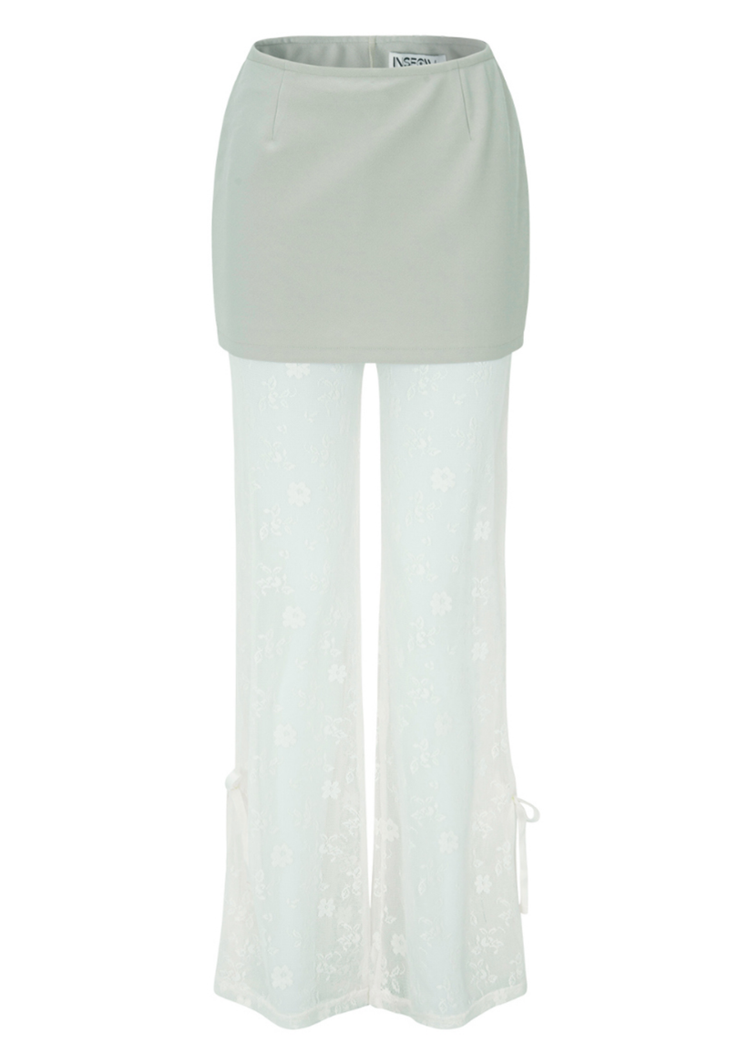 LAYERED MICRO SKIRT - KHAKI CREAM