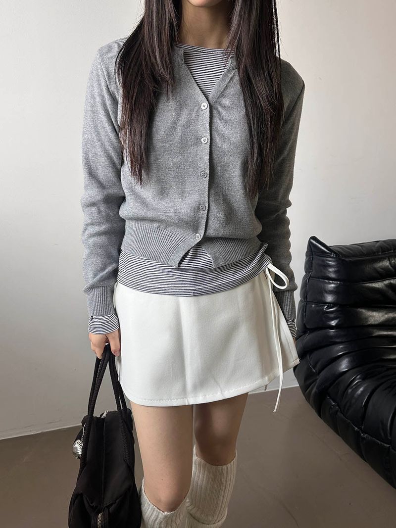 Soft v neck crop cardigan(6color)