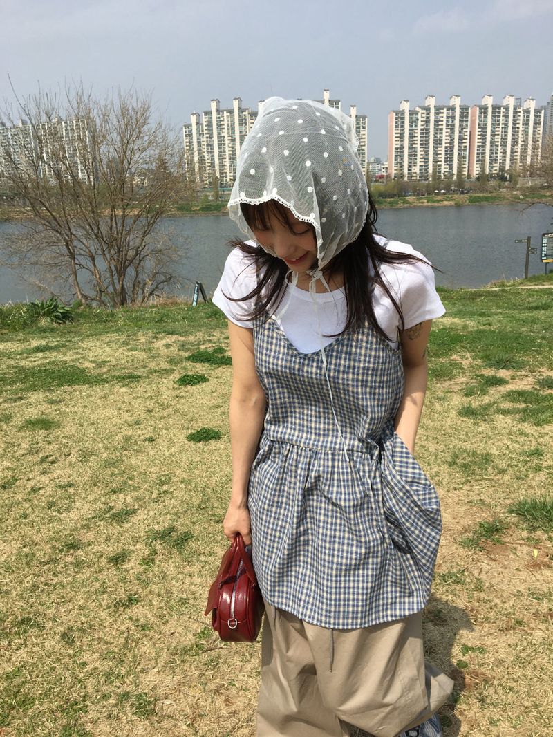Dot lace bonnet (1color)