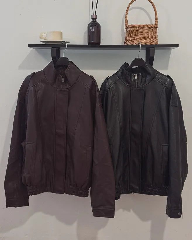 Raoul High-Neck Leather Jacket