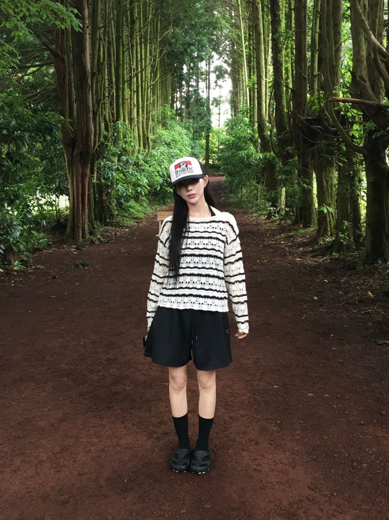 Ash boat neck striped mesh knit (5c)