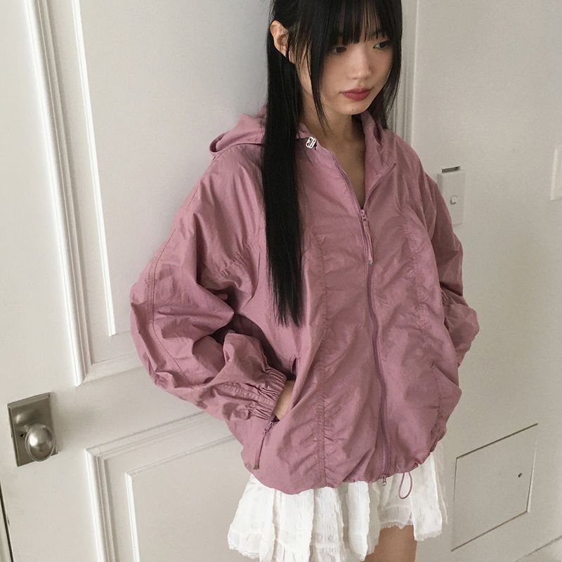 WONDER WONDER（ワンダーワンダー）の「[MADE] ペインティングインシジョンツーウェイストリングフーディウィンドブレーカージップアップジャンパー（ジャケット/アウター）」