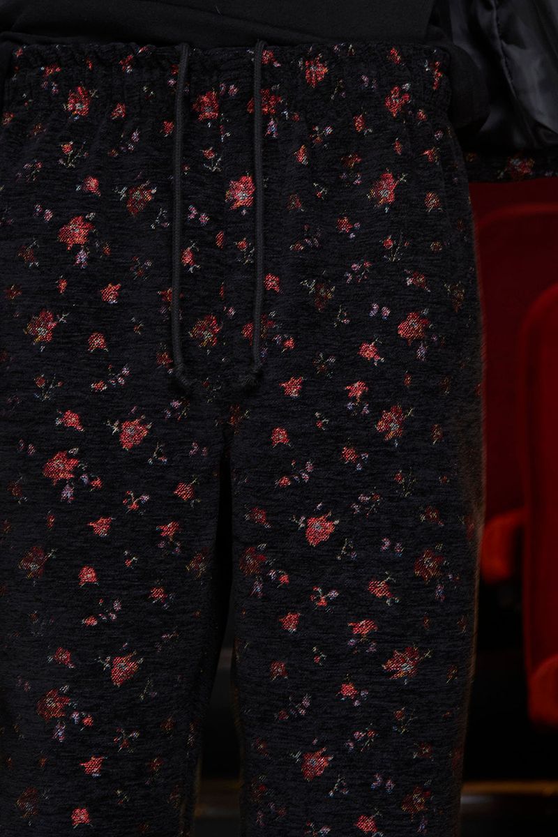 FLORAL JACQUARD PANTS / BLACK