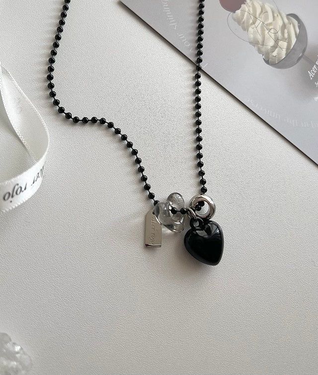 blo black chic stainless steel bold heart county line layered long necklace