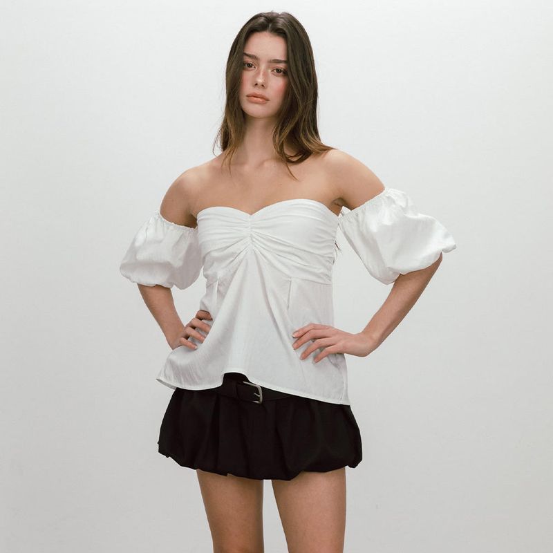 PUFF SHIRRING BLOUSE / WHITE