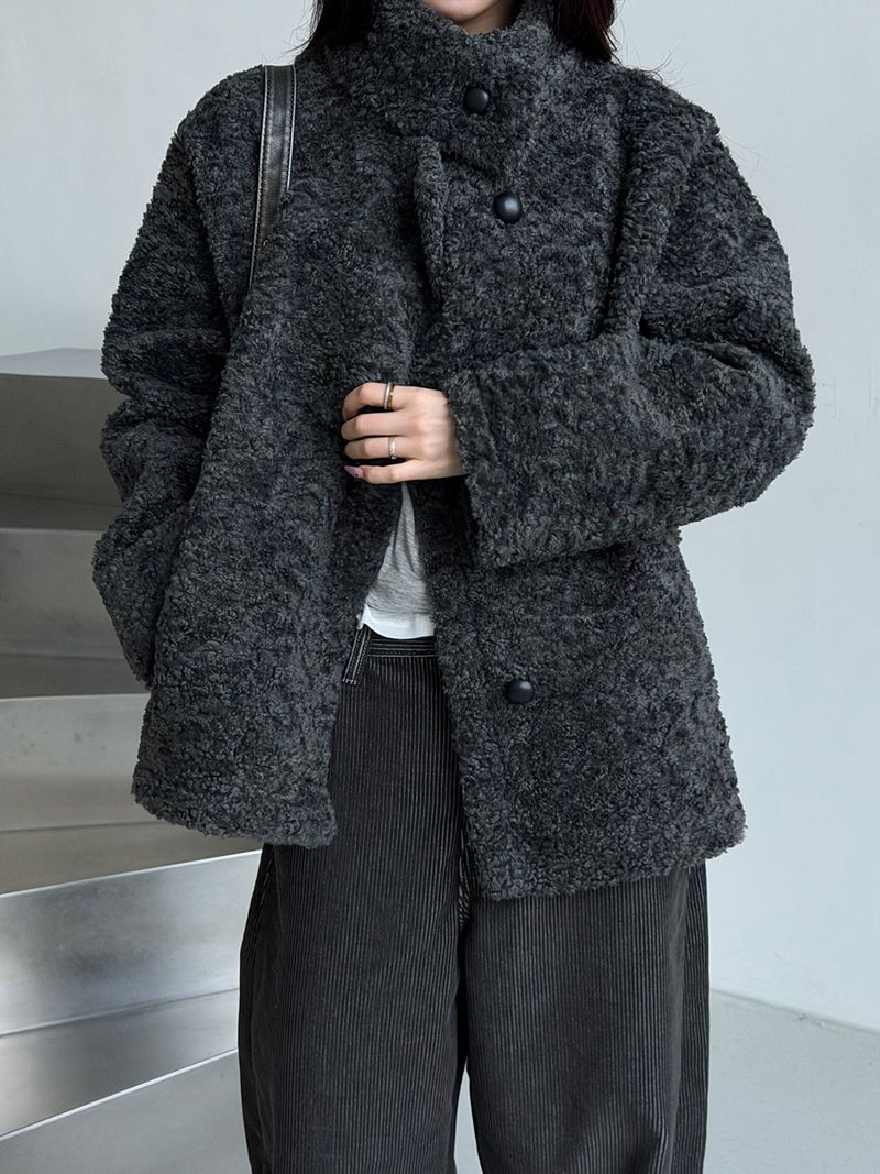 High neck boucle half coat(4color)