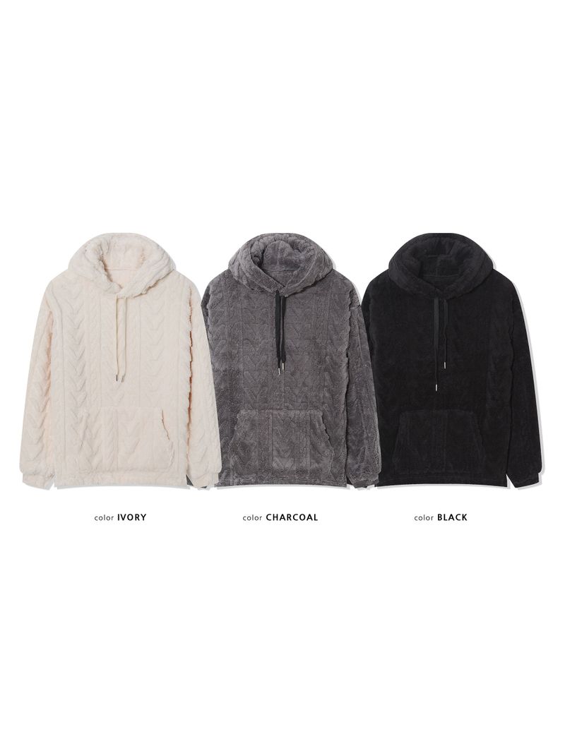 Cozy cable fleece hood