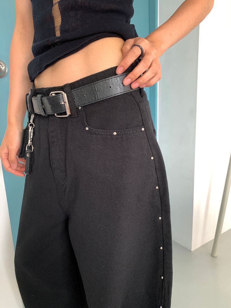 STUD BALLOON WIDE PANTS (2C)