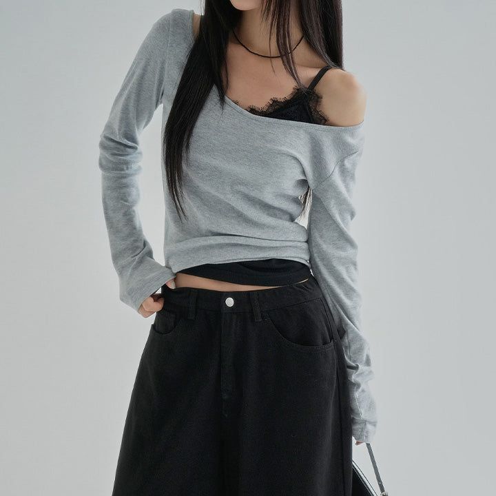 [Rintoa] Boat Neck Long-Sleeve T-Shirt - 8 Colors