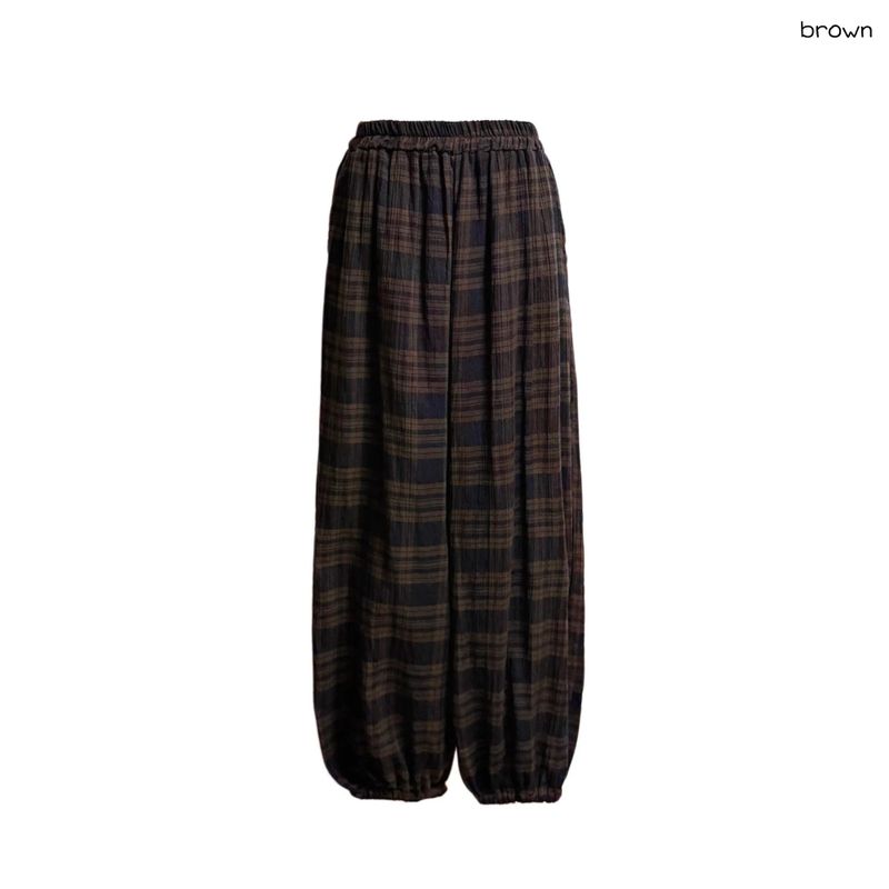 (2color) Tartan Check Wrinkle Harem Pants