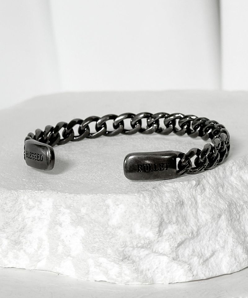 ss-SILENT CROSS CHAIN BANGLE_black