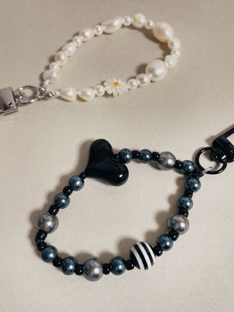 Black Heart Beads Key-ring