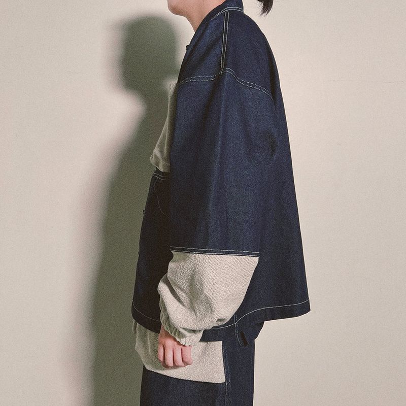 reverse Terry Pocket Denim Jacket_blue