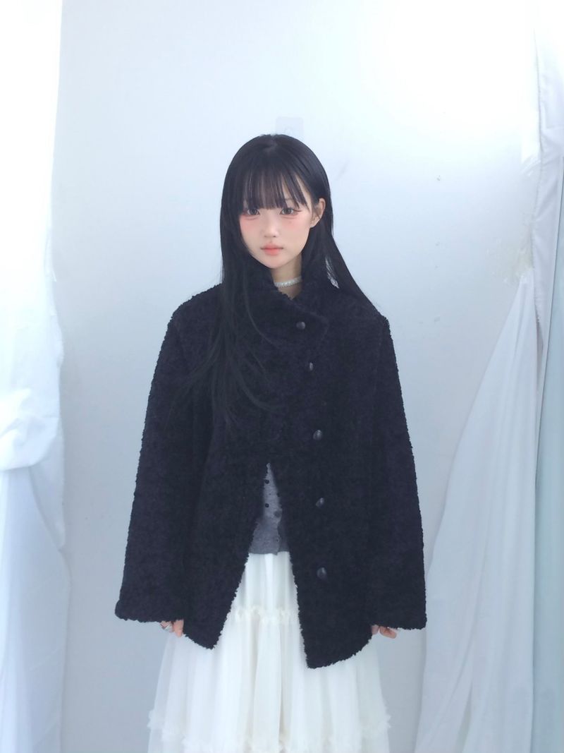 highneck puffy fur jacket