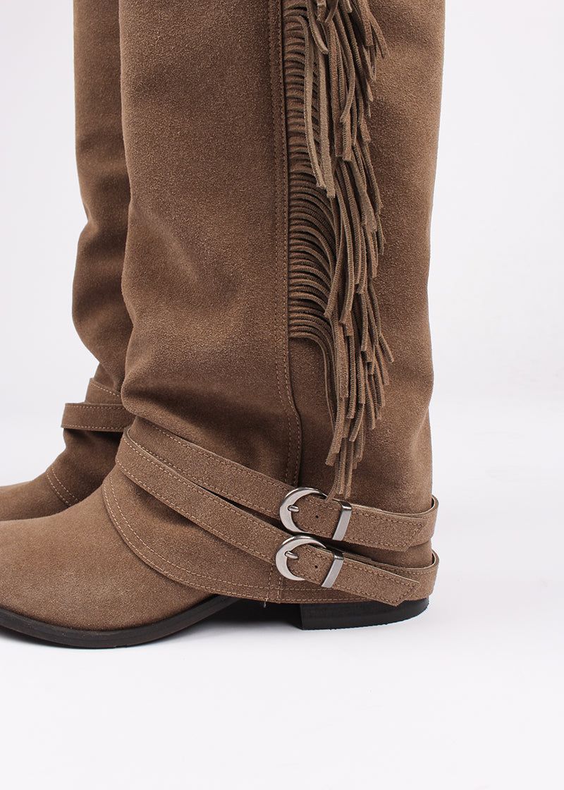 FRINGE SUEDE LONG BOOTS