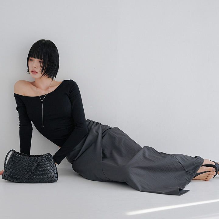 [Redlin] Wrap Shirred Long Skirt -2color