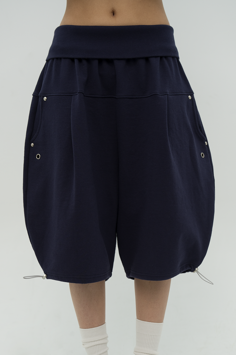 EYELET ADJUST PUFF PANTS _ NAVY