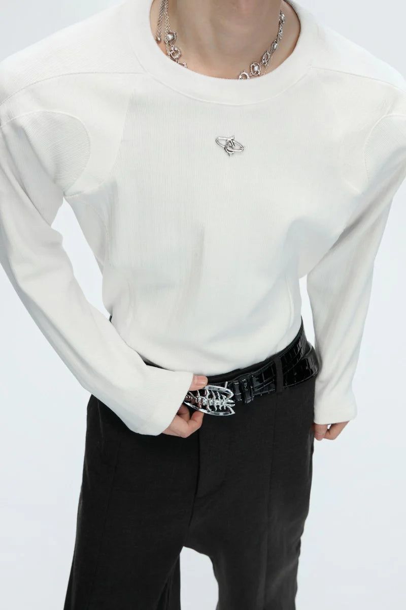 Argue Cultureの「Ribbed Cotton Leather Patch Tee（Tops）」
