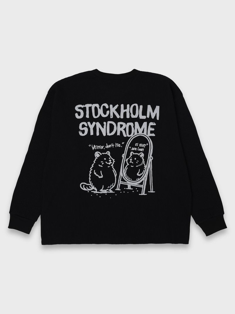 stockholm syndrome（ストックホルムシンドローム）の「リアルライフワッフル長袖Tシャツ - ブラック（トップス）」