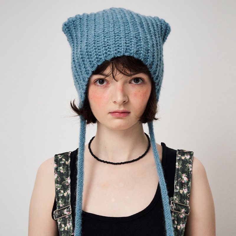 FUN FROM FUN(ファンフロムファン)の「MOHAIR EARMUFF BEANIE, BLUE(Hats)」
