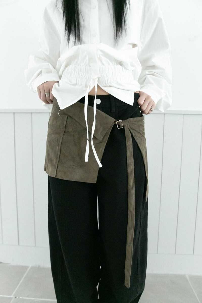 buckle suede wrap skirt(2colors)