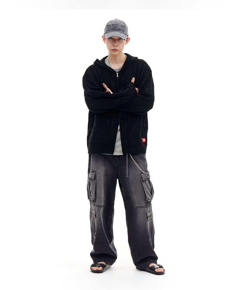 BOLD APPLIQUE DENIM 5-PANEL CAP (CHARCOAL)