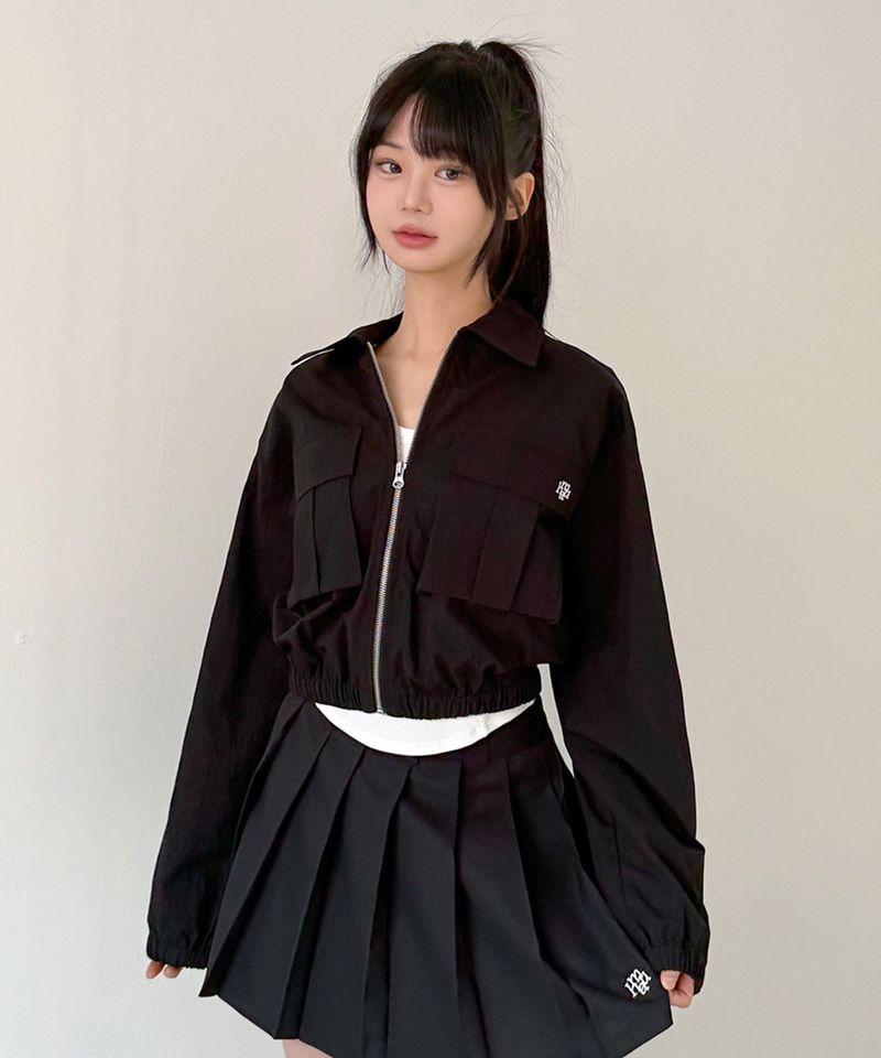 LOGO TWO POCKET BANDING CROP JACKET [2color]