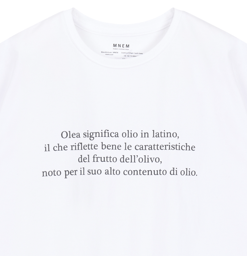 [mnem] olive print oversized t-shirt (white)