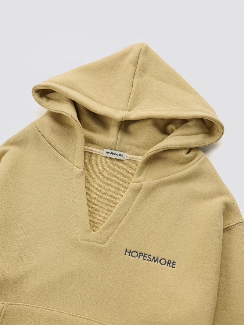 V-neck Logo Hoodie_Black