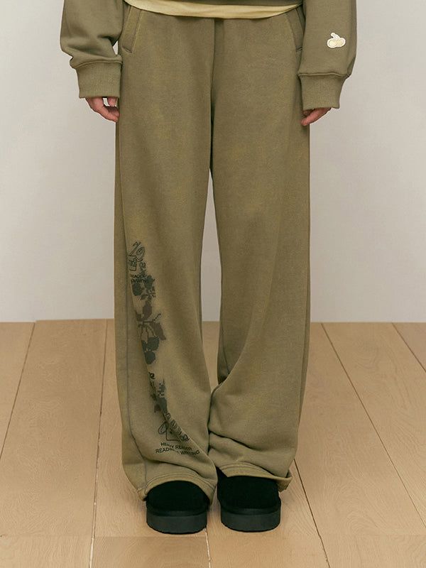 KIRSH（キルシー）の「LUNA WASHING VINTAGE GRAPHIC JERSEY PANTS [LIGHT KHAKI]（Pants）」