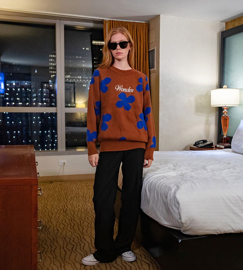 wonder visitor(ワンダービジター)の「Flower pattern Jacquard Knit(Tops)」