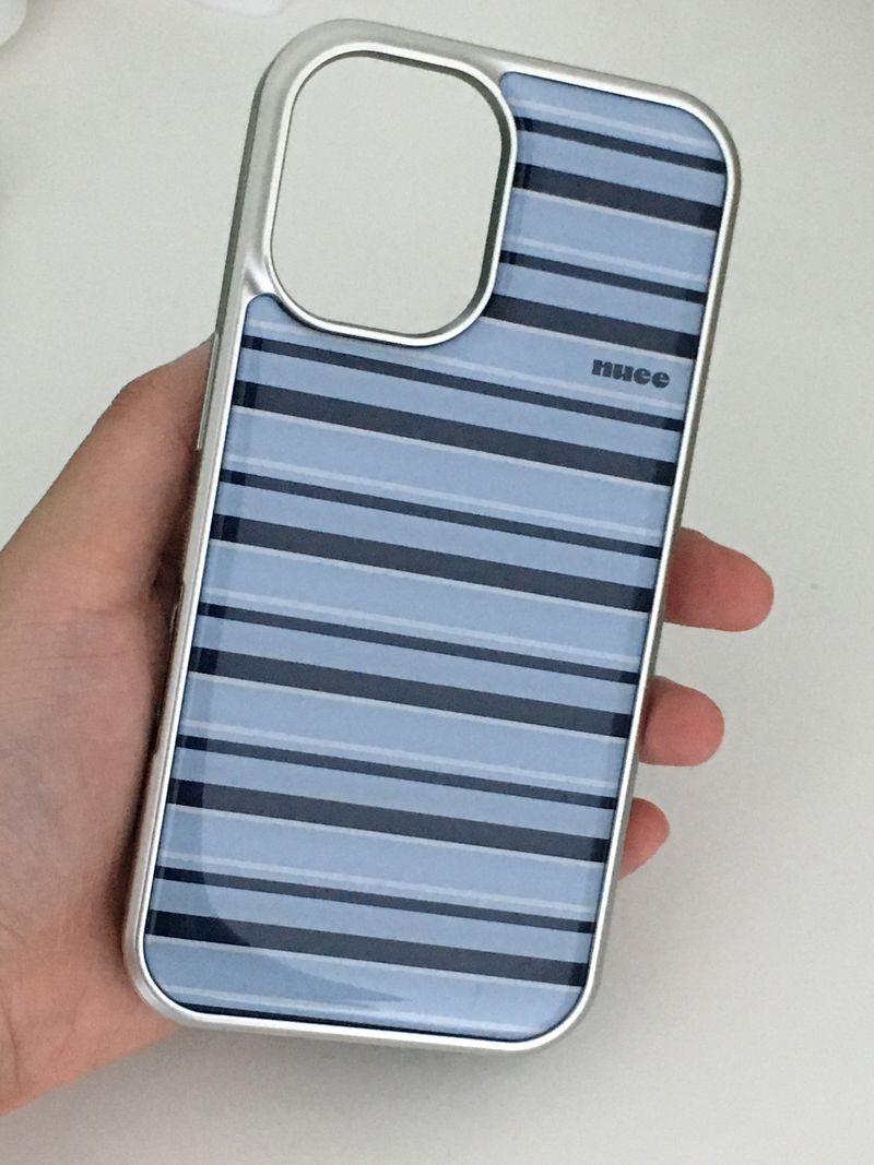 shop.nuee（ショップニュイ）の「silver cool stripe case (sky blue)（Smartphone Accessories）」