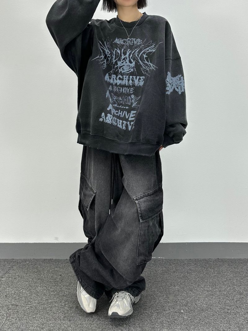 denim oblique cargo pants