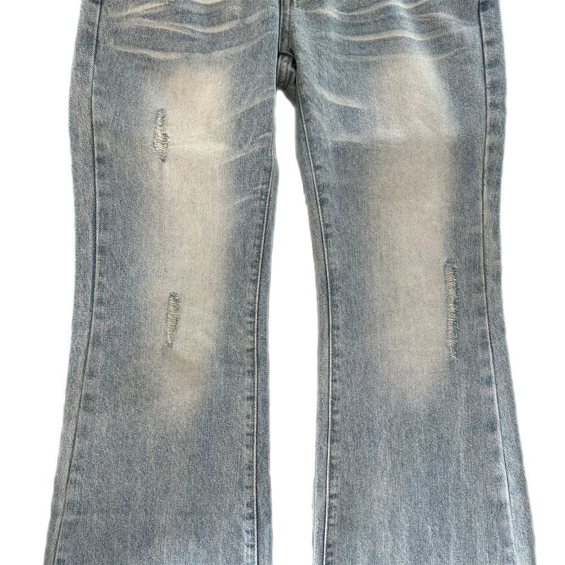 Touch Lace Trim Light Blue Bootcut Denim Pants