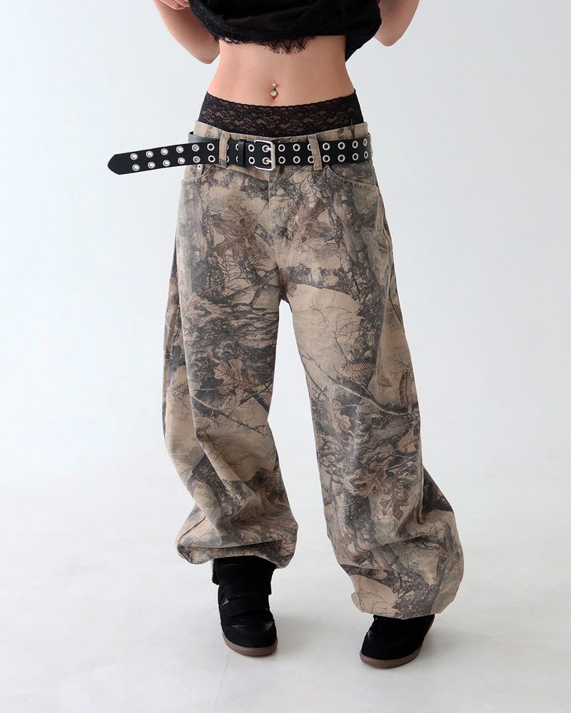 [UNISEX] Tree Camo Balloon Wide Pants