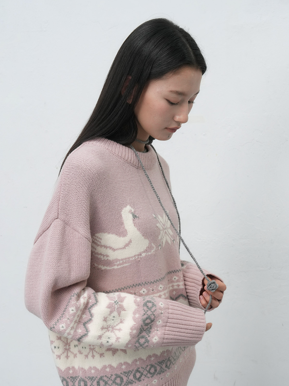 handmade knit flower strap - grey