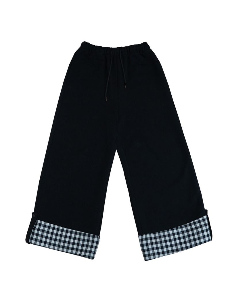 check folding sweatpants / black